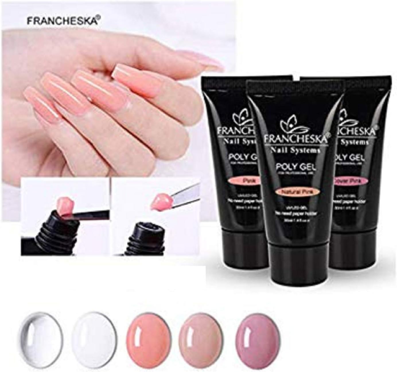 Poly Gel Lasting Finger Nail Crystal Camouflage UV Lamp Extension 30ML, Poly Gel, Beauty Tools Women (Natural Pink)