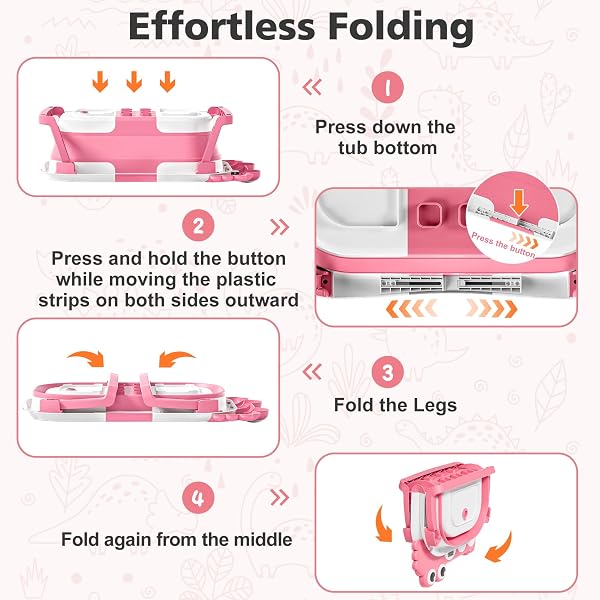 COLLAPSIBLE BABY BATHTUB FOR NEWBORNS WITH THERMOMETER AND SOFT FLOATING CUSHION PORTABLE AND FOLDABLE TRAVEL BABY GIRL BATH TUB FOR INFANTS TO TODDLER 0-36 MONTH (PINK)