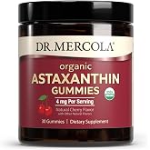 Dr. Mercola Organic Astaxanthin Gummies, 4 mg, 30 Gummies (30 Servings) | Supports Immune, Skin, Vision, Brain, and Cardiovascular Health, with Organic Acerola Cherry Vitamin C, Non-GMO