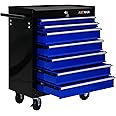 WTRAVEL Rolling Tool Chest with 7-Drawer Tool Box with Wheels Multifunctional Tool Cart Mechanic Tool Storage Cabinet for Garage, Warehouse, Workshop, Repair Shop (Black & Blue)