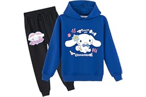 PaPama Children Cotton Hoodie Set,Kids Casual Long Sleeve Pullover Tops with Sweatpants,Loose Fit Sweatsuit for Girls