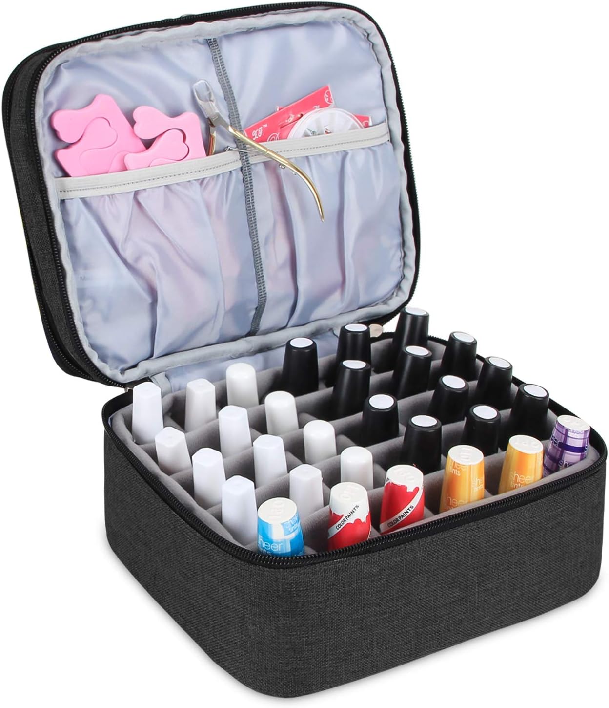 Amazon Co Jp Luxja マニキュアケース ネイルカラー 15ml 30ボトル ネイル道具 収納 整理 持ち運び ケースのみの販売 黒 旅行用品 旅行小物 通販
