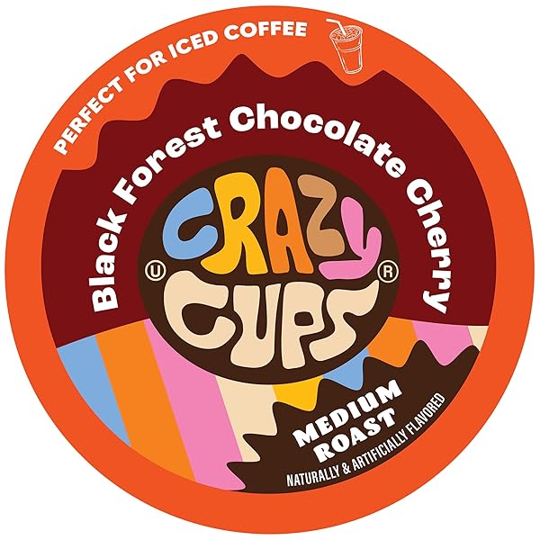 CRAZY CUPS BLACK FOREST CHOCOLATE CHERRY COFFEE PODS, FLAVORED COFFEE PODS IN SINGLE SERVE CUPS COMPATIBLE WITH KEURIG K CUPS MACHINE(PACK OF 1, 22 COUNT TOTAL)