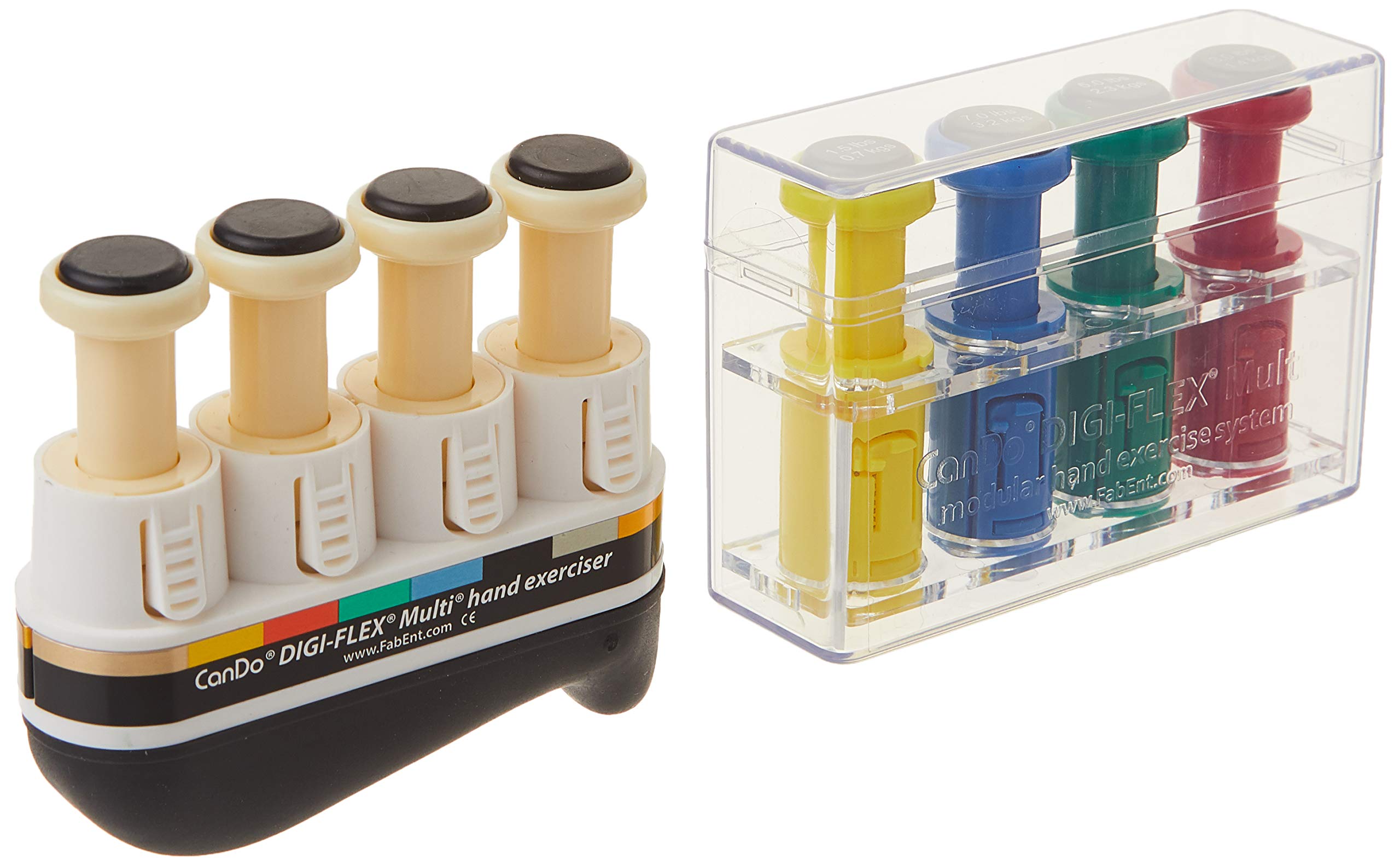 CanDo Hand exerciser, finger trainer CanDo® Digi-Flex® - 1 basic unit, 8 buttons (4 - very very light, 1 - very light, 1 - light, 1 - medium, 1 - strong)