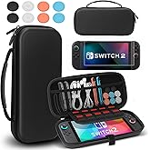 Old Canal Carrying Case for Switch 2, Switch 2 Travel Case with 10 Game Card Slots, Protective Hard Shell Carry Storage Cases for Switch 2 with Screen Protector, Thumb Grips