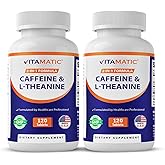 Vitamatic Caffeine Pills with L-Theanine – 300 mg Per Tablet – 120 Vegetarian Tablets (Pack of 2, Total 240 Tablets)