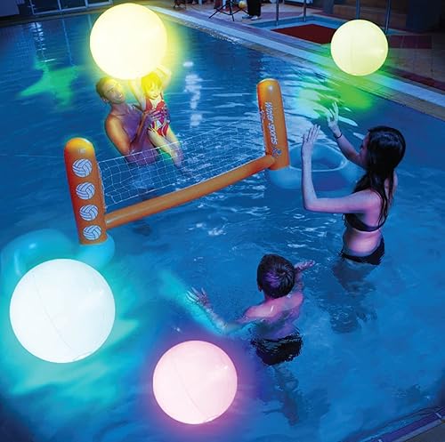 FLAMDYNO Pool Toys 8 Pack Beach Balls for Kids w 8 Light Modes Pool Beach Games