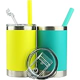 Sippy Cups for Toddlers, Double Wall Insulated Stainless Steel Tumbler with Reusable Straws and Lids, Kids Water Bottle for D