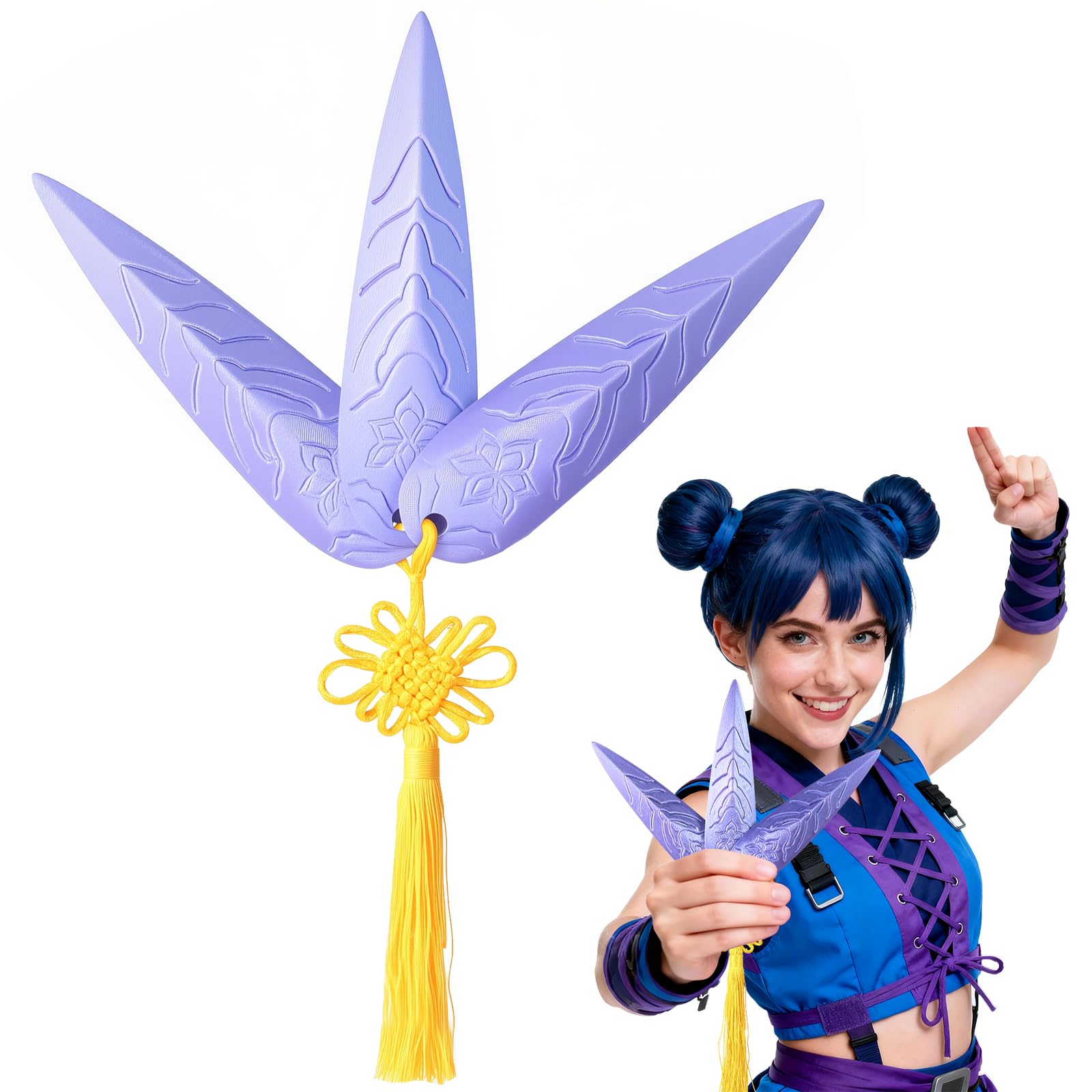 Photo 1 of 3PCS Hunters Costume Dagger Prop Set with Tassel, Cosplay Weapon Accessories, Halloween Collectible Merch Toys & Fans Gift Silver