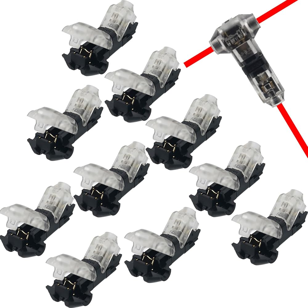 Double T-type Gold Pin Terminal Wiring Connector Set of 10