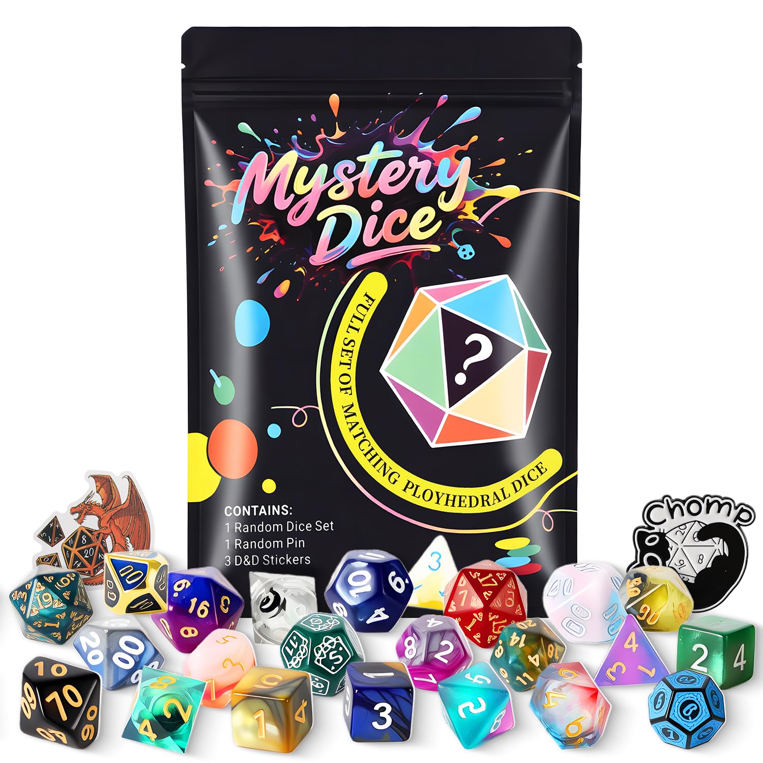 Coyeekn Mystery Dice Set, DND Dice Set of 7 Polyhedral Dice - 1 in 10 Chance to Get Legendary Dice, Dice Goblin, Suitable for Role Playing DND Gift