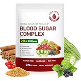 Pegciz Blood Sugar Complex Support – 20+ Herbal Ingredients with Cinnamon, Berberine, Bitter Melon & Mulberry Leaf – Metabolism & Energy Wellness Formula – 300 Capsules (100-Day Supply)