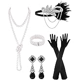 PLULON 6 Pcs 1920s Flapper Accessories for Women, Great Gatsby Flapper Accessories Fashion Roaring 20s Costume for Women