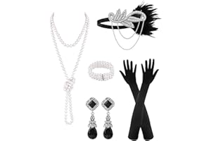 PLULON 6 Pcs 1920s Flapper Accessories for Women, Great Gatsby Flapper Accessories Fashion Roaring 20s Costume for Women
