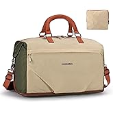 COSCOOA Travel Duffel Bag for Spirit Frontier Airlines Personal Item Bag 18x14x8 with Shoe Compartment Tote Carry on Luggage Expandable 20-35L Weekender Overnight for Women (Khaki)
