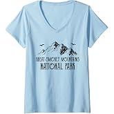 Womens Great Smokey Mountains National Park Vintage Tennessee V-Neck T-Shirt