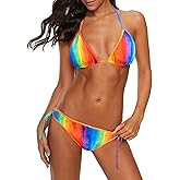 American Trends Women's String Two Piece Halter Top Triangle Bikini Set with Tie Side Bottom Sexy Swimsuit Bathing Suits