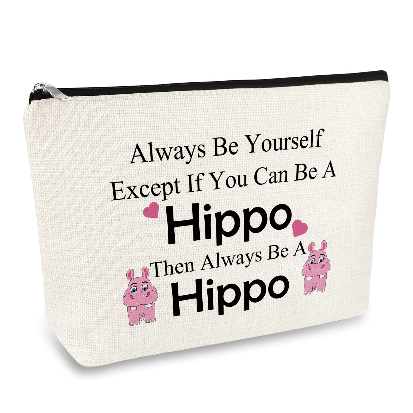 Hippopotamus Gifts Hippo Makeup Bag Hippo Lover Gifts for Women Funny Inspirational Gift for Friends Coworker Sister Daughter Hippo Themed Gift for Girls Cosmetic Bag Christmas Graduation Gift