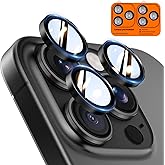 TOCOL for iPhone 16 Pro Max Camera Lens Protector/iPhone 16 Pro Camera Lens Protector Tempered Glass HD Individual Scratch Resistant Cover Accessories Case Friendly 2 Pack（Black）