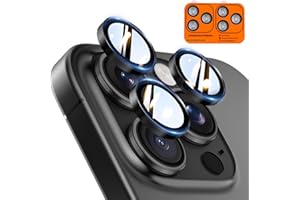 TOCOL for iPhone 16 Pro Max Camera Lens Protector/iPhone 16 Pro Camera Lens Protector Tempered Glass HD Individual Scratch Resistant Cover Accessories Case Friendly 2 Pack（Black）