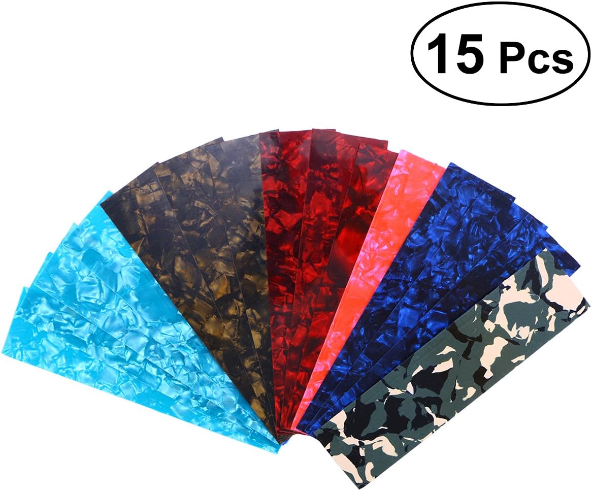 ROSENICE DIY Guitar Pick Punch Sheets Musicians Heavy Celluloid Guitar Pick Strips Three thickness mixed send by 0.46cm, 0.71, 0.96cm 15pcs (Random Color)