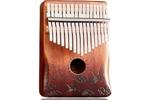TienClef Kalimba Thumb Piano 17 Keys with Engraved Notes Crane Pattern Handhold Cute Finger Piano Koa Solid Wood Portable Musical Instrument with Music Book for Kids Adult Beginner (Gradual Coffee)