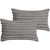 12x20 Throw Pillow Covers Set of 2, Decorative Faux Fur Covers for Bed, Couch Soft Fluffy Pillow Cover with Velvet Back for Living Room, Neutral Home Décor Accent for Sofa - Dark Gray