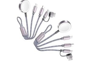 AMASUKI 2Pack 8inch Short 3 in 2 USB C Cable for Apple Watch Charger iPhone Charger USB C Multi Fast Charging Cable Compatible with iWatch Ultra/SE/10/9/8/7/6/5/4/3/2/1 & iPhone 16/15/14/13/12/11/Galaxy S2