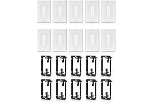 ANONION 10 Pack Single Brush Wall Plate with Low Voltage Mounting Bracket,Cable Pass Through Insert for Wires Wall Socket HDTV Speaker HDMI Network Phone Home Theater (White) 10 PACK 1 Gang