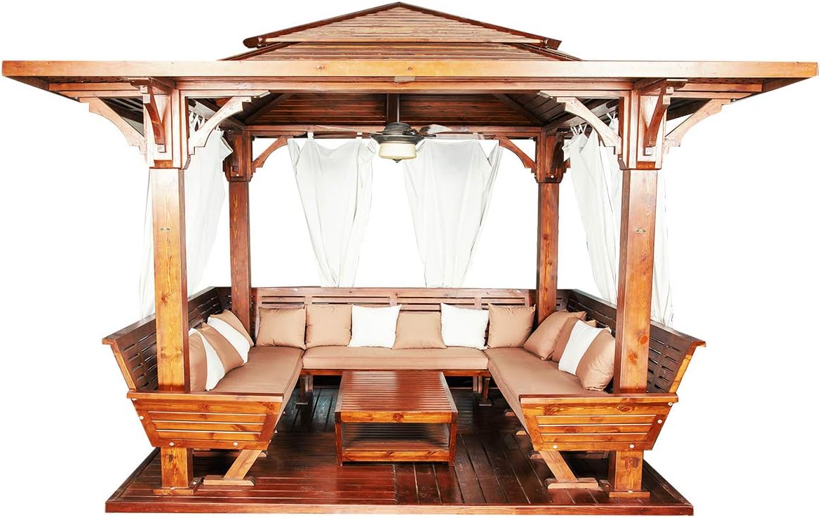 Danube Home Giza Wooden Gazebo, Brown 3.5 x 3.5 m Buy Online at Best