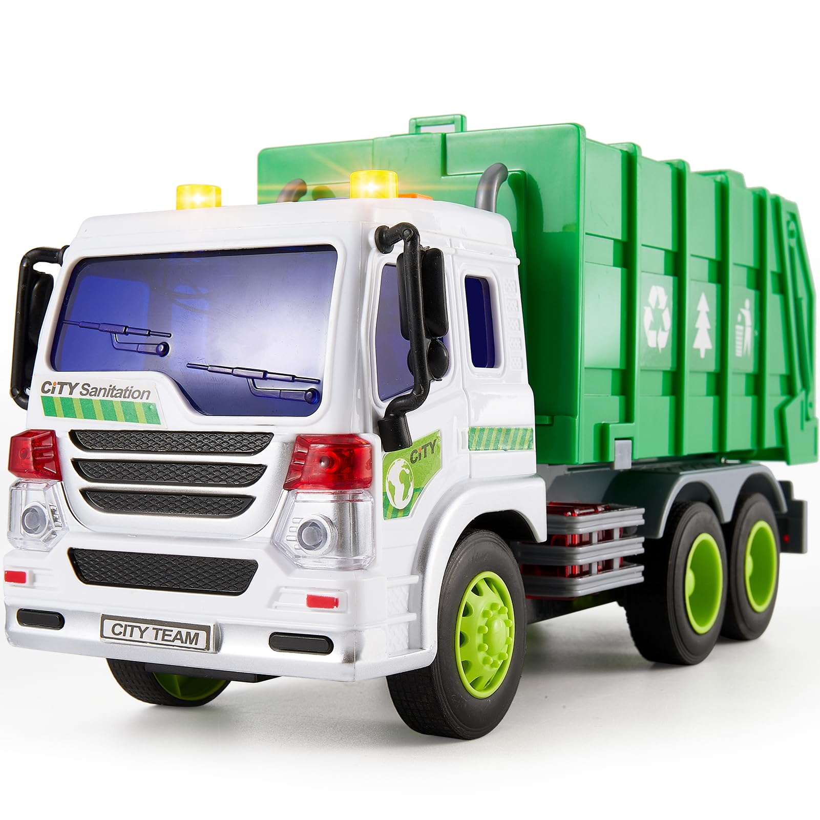 HERSITY Garbage Truck Bin Lorry Toys for 3+ Years Old Boys, Rubbish Trucks Dustcart Toy Cars with Lights and Sounds, Kids Gifts age 4 5 6 Children Girls
