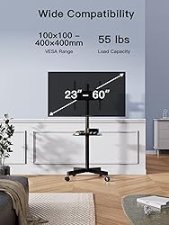 Mobile TV Cart with Wheels for 23 to 60 inch LCD