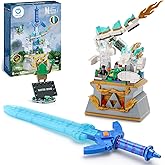 Sillbird BOTW Glowing Master Sword Building Blocks Set, TOTK Decorations with Dragon for Link Fans, Birthday Toys Gifts for K