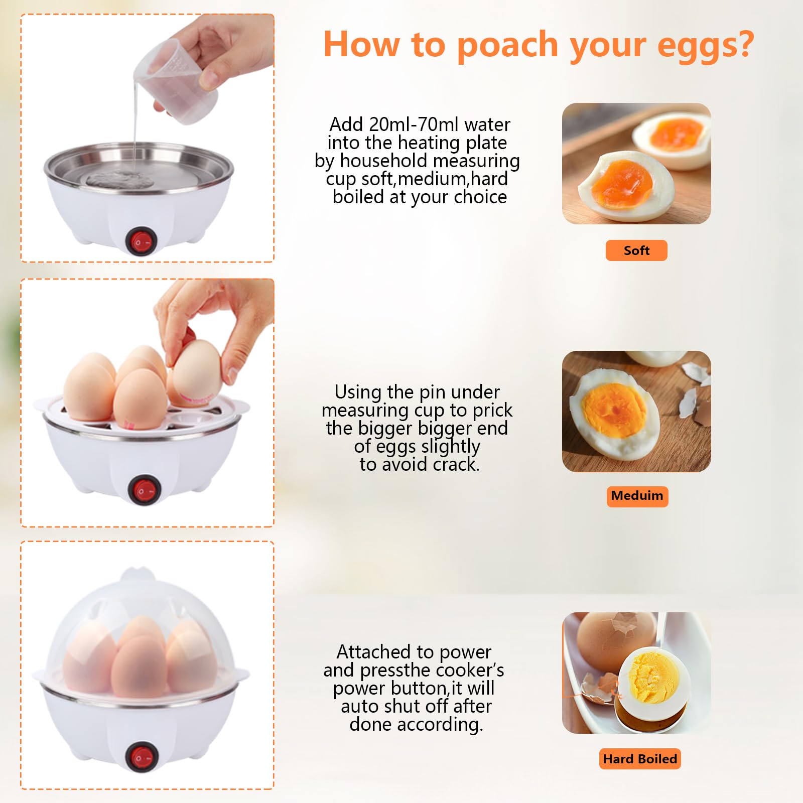 Electric Egg Cooker Boiler Maker Soft, Medium or Hard Boil, 14 Egg Capacity Two Layer Egg Maker,Egg Steamer,With Automatic Shut Off,Noise Free