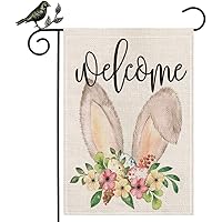 AENEY Easter Garden Flag 12.5 x 18 Inch Vertical Double Sided Decorative Welcome Easter Bunny Ears Flowers Holiday…