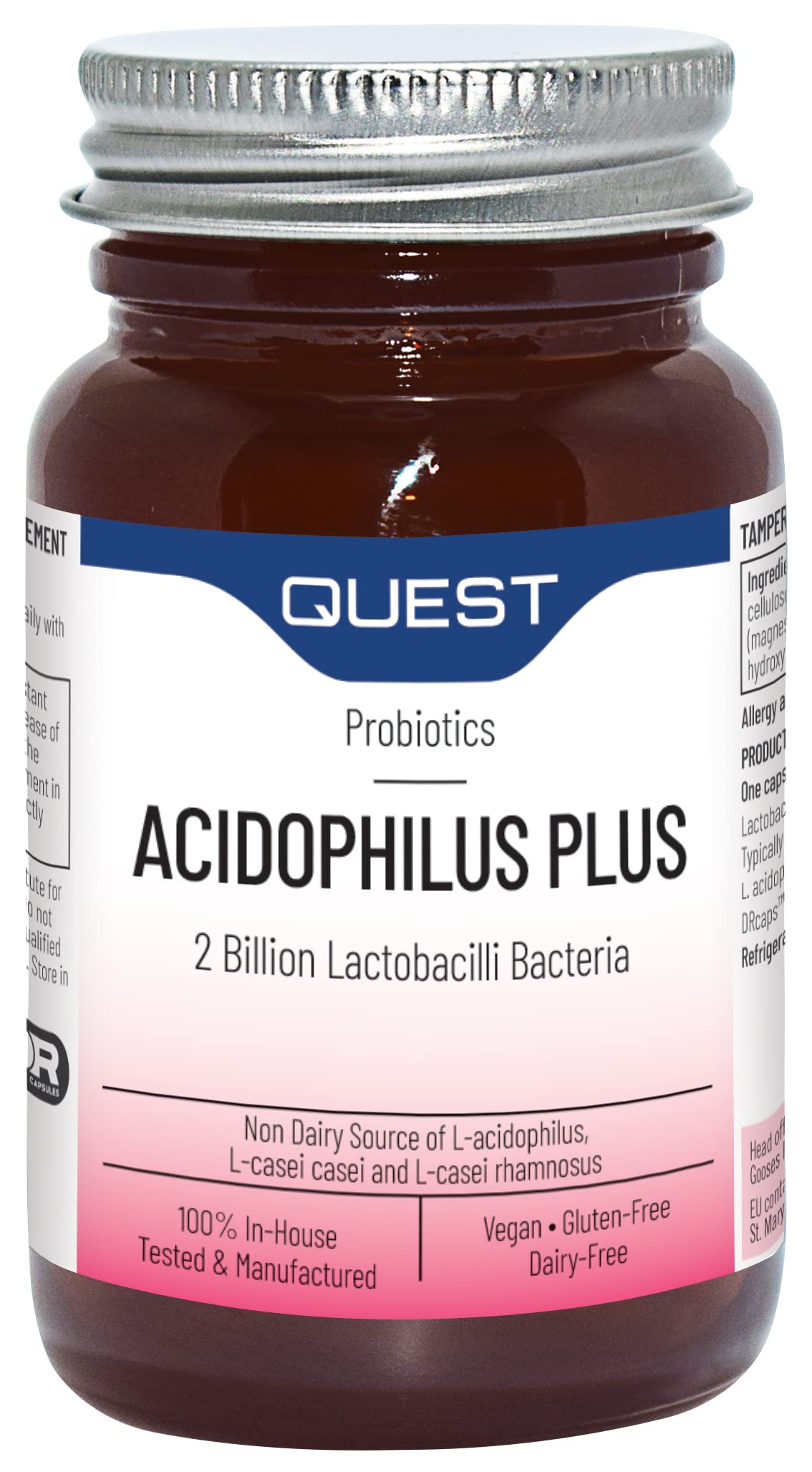Quest Acidophilus Plus Probiotic Capsules 2 Billion CFU for Immune & Digestive Support. Helps Restore Gut Friendly Bacteria & Regulate Immune Responses. Vegan & Gluten Free (180 Capsules)