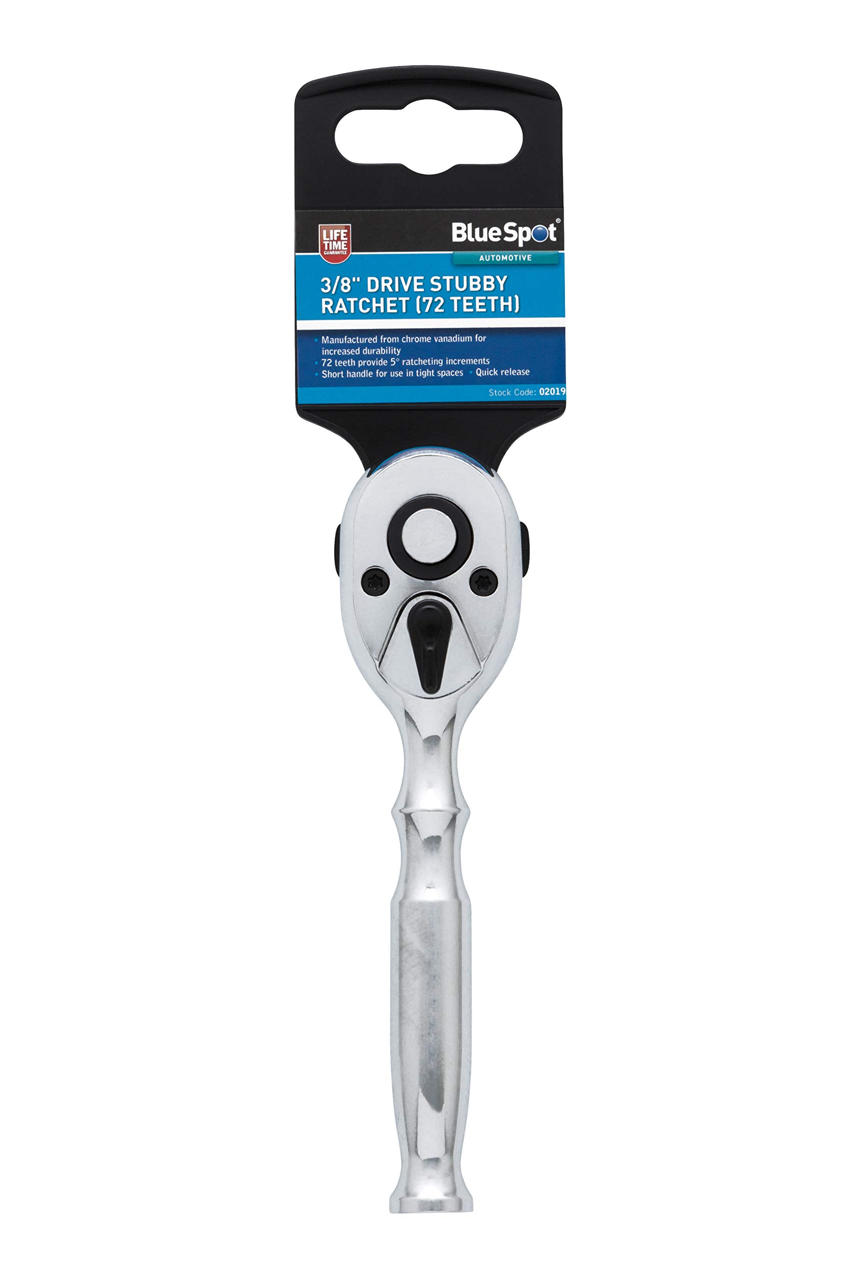 Bluespot 02019 3/8" Drive Stubby Ratchet (72 Teeth)
