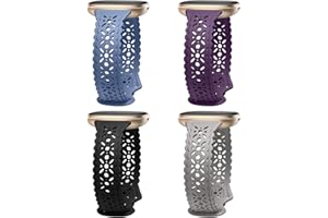 Dirrelo 4 pack Lace Silicone Band Compatible for Fitbit Sense Bands/Fitbit Versa 3 Bands Women/Fitbit Versa 4 Bands/Sense 2 Bands, Soft Ultrathin Hollow-out Sport Watch Strap Replacement Wristbands