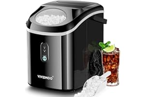 VIVIDMOO Ice Makers Countertop Nugget Ice Cubes, Portable Ice Maker, Self Cleaning Pebble Ice Machine, 33lbs/24h, Lower Noise, Small Sonic Ice Maker for Home, Kitchen, Office, Counter Top Pellet Ice Generator