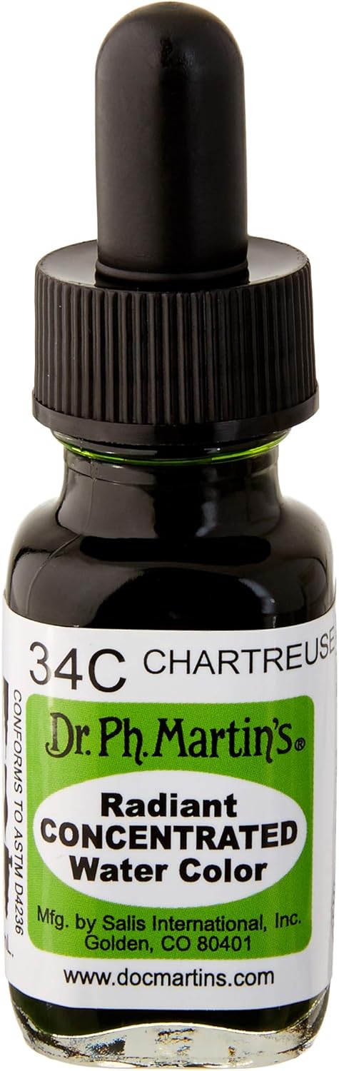 Dr. Ph. Martin's Radiant Concentrated Water Color, 0.5 oz, Chartreuse (34C), 1 ml (Pack of 1)
