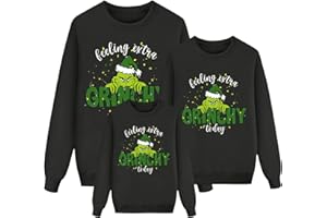 GENERIC Grinches Family Christmas Sweatshirts Matching Sets Sweaters for Family Funny Xmas Print Outfits Couples Pjs Pullover