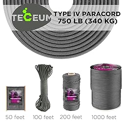 TECEUM Paracord Type IV 750 lb Dark Grey – 100 ft