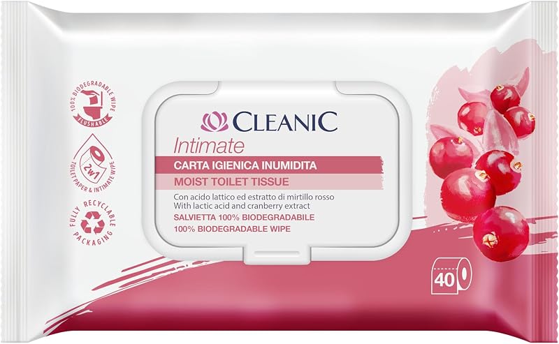 Intimate Usa e Getta – (40 Pezzi) Salvietta combinata – Rinfresca zona intima, estratto di mirtillo rosso e prebiotico – 40 Pezzi — foto 1 di 8