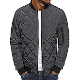Gafeng Mens Flight Bomber Diamond Quilted Jacket Lightweight Varsity Jackets Winter Warm Padded Coats Outwear