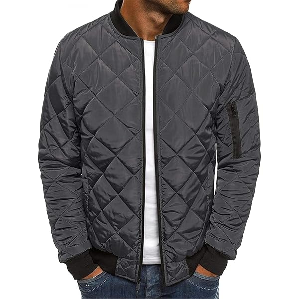 Pretifeel Mens Bomber Jackets Diamond Quilted Fall Winter
