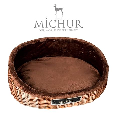 MICHUR Lounge, Hundekorb Rattan, Katzenbett Weide Braun, Hunde Sofa, Katzenkorb aus weide, Rattan, Natur, ca. 45cm - ca. 75cm