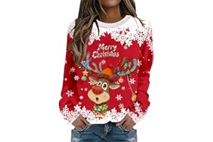 Christmas Sweatshirts for Women Funny Reindeer Red Wine Glass Graphic Pullover Long Sleeve Christmas Crewneck Sweater