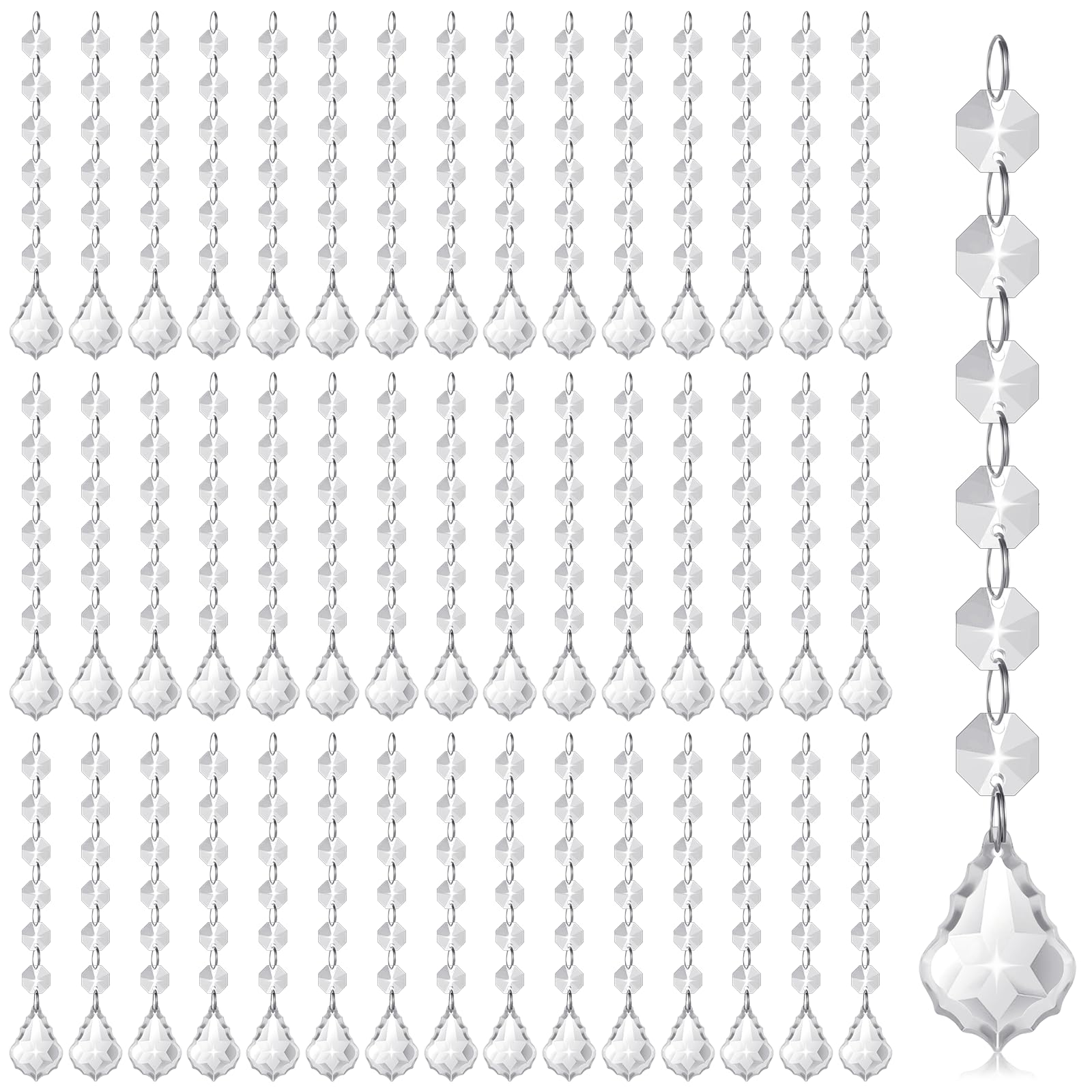 Photo 1 of 100 Pcs Clear Acrylic Crystal Ornament Beads Hanging Glass Crystals Clear Acrylic Prisms Pendant Ornaments for Centerpieces, Chandelier, Wedding Decor