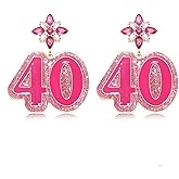 Birthday Earrings Glitter Happy Birthday Earrings for Women Alloy Pink Sparkly Rhinestone Crystal Birthday Gifts Fun Christmas Party Jewelry