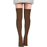 Moon Wood Womens Thigh High Socks Long Soft Warm Leg Warmers Fuzzy Over Knee High Stockings Coral Fleece Plush Socks